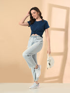 Stylish Up & Down Women’s High-Low Hem T-Shirt – Premium Cotton Lycra, Seamless Sleeves, Round Neck Casual & Active Wear Girls T-Shits