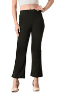Women's Slim Fit Boot Cut Casual Trousers I Regular Fit Elastic Waist