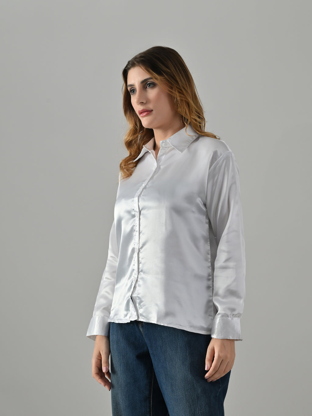 Women’s Satin Formal Shirt – Full Sleeve