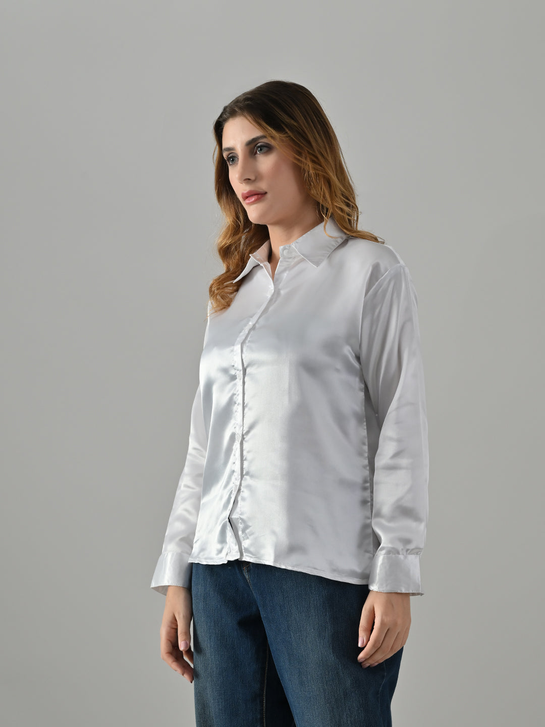 Women’s Satin Formal Shirt – Full Sleeve