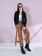 Cotton Full Sleeve Hoddie Women Solid Black Hoodie Jacket