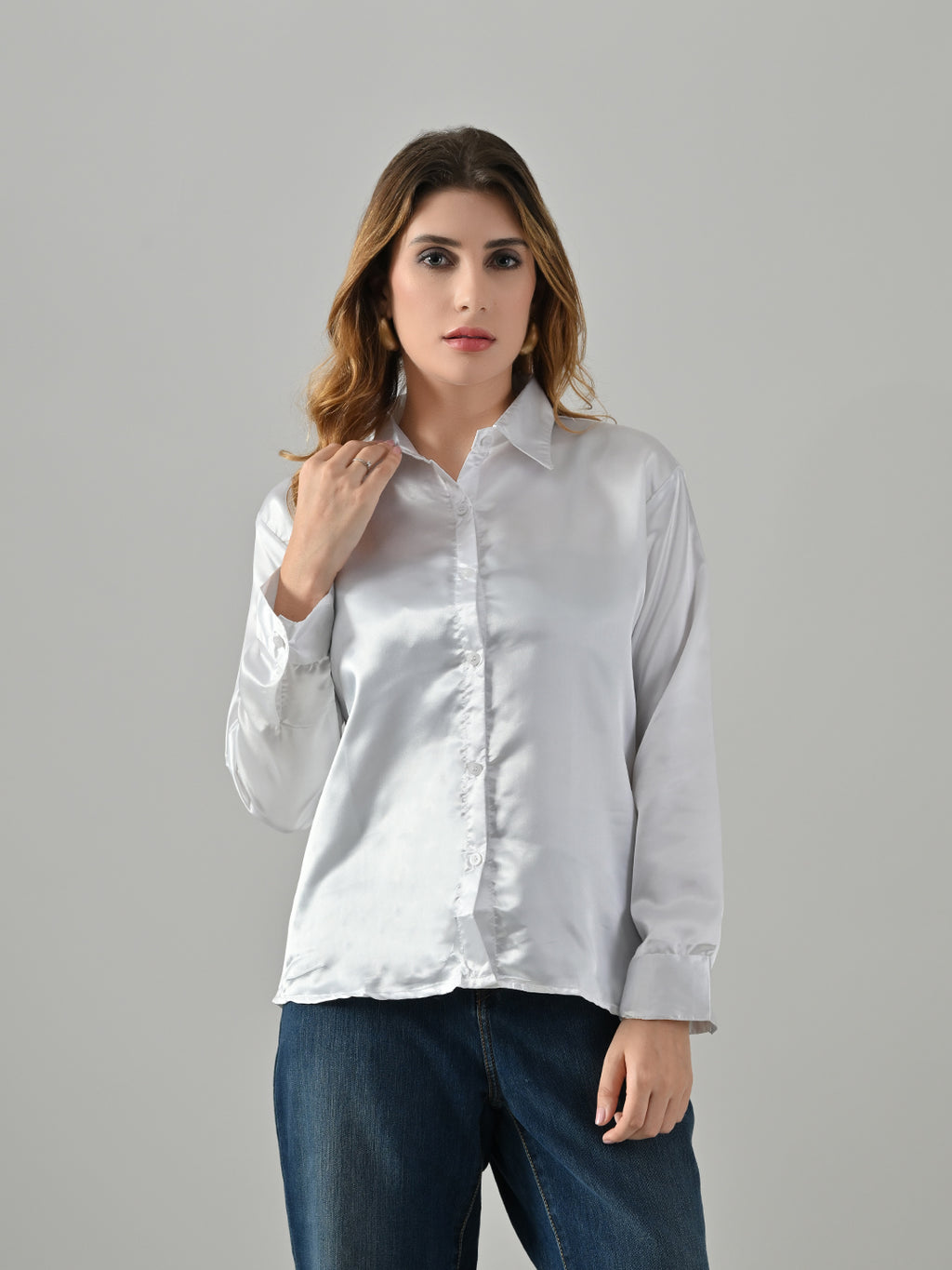 Women’s Satin Formal Shirt – Full Sleeve
