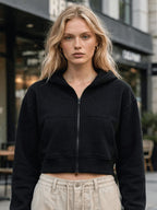 Owl Mink Women's Printed Cropped Hoodie with Graphic Print, Full Sleeves, Attached Hood, Casual Sweatshirt