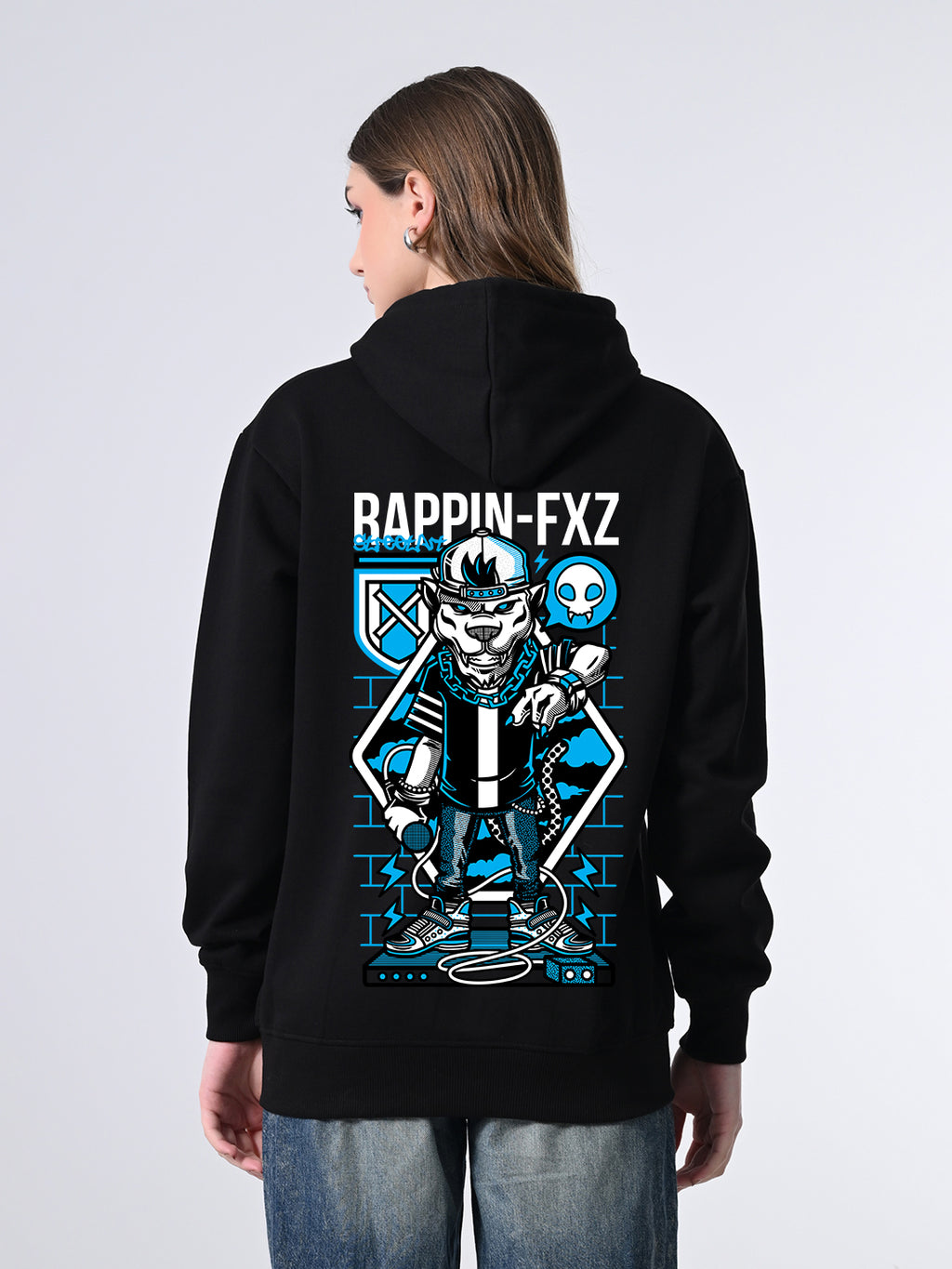 Women’s Black Women’s Black Winter Hoodie – Printed Pullover with Relaxed Fit, Lined Hood, Ribbed Hem & Full Sleeves Hoodie – Printed Pullover with Relaxed Fit, Lined Hood, Ribbed Hem & Full Sleeves