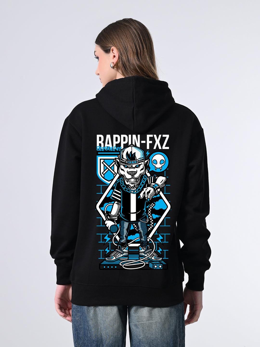 Women’s Black Women’s Black Winter Hoodie – Printed Pullover with Relaxed Fit, Lined Hood, Ribbed Hem & Full Sleeves Hoodie – Printed Pullover with Relaxed Fit, Lined Hood, Ribbed Hem & Full Sleeves