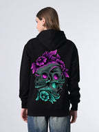 Women’s Classic Black Printed Hoodie – Relaxed Fit Pullover with Lined Hood