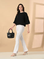 Oversized Cotton Crop T-Shirt for Women – Balloon Sleeves