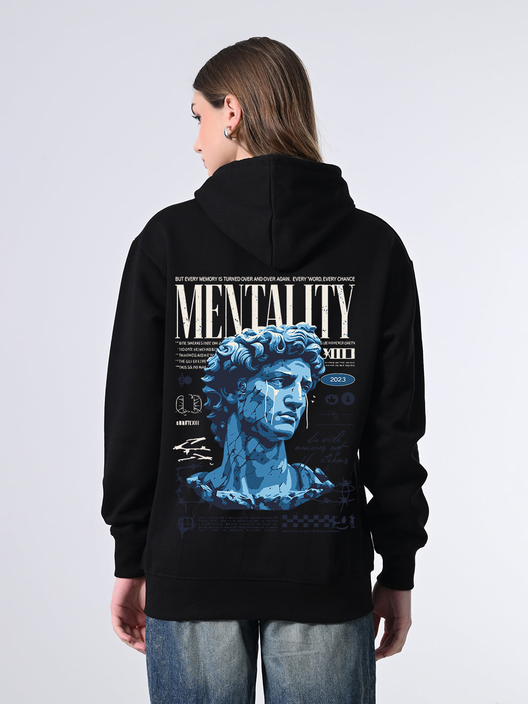 Women’s Classic Black Hoodie Sweater, Relaxed Fit Pullover with Print,Casual Winter Wear, Full Sleeves Stylish Hooded Neck, Hoodie for Winter