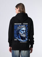 Women’s Classic Black Hoodie Sweater, Relaxed Fit Pullover with Print