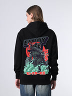 Women’s Stylish Black Hoodie – Relaxed Fit, Ribbed Hem, Hooded Neck