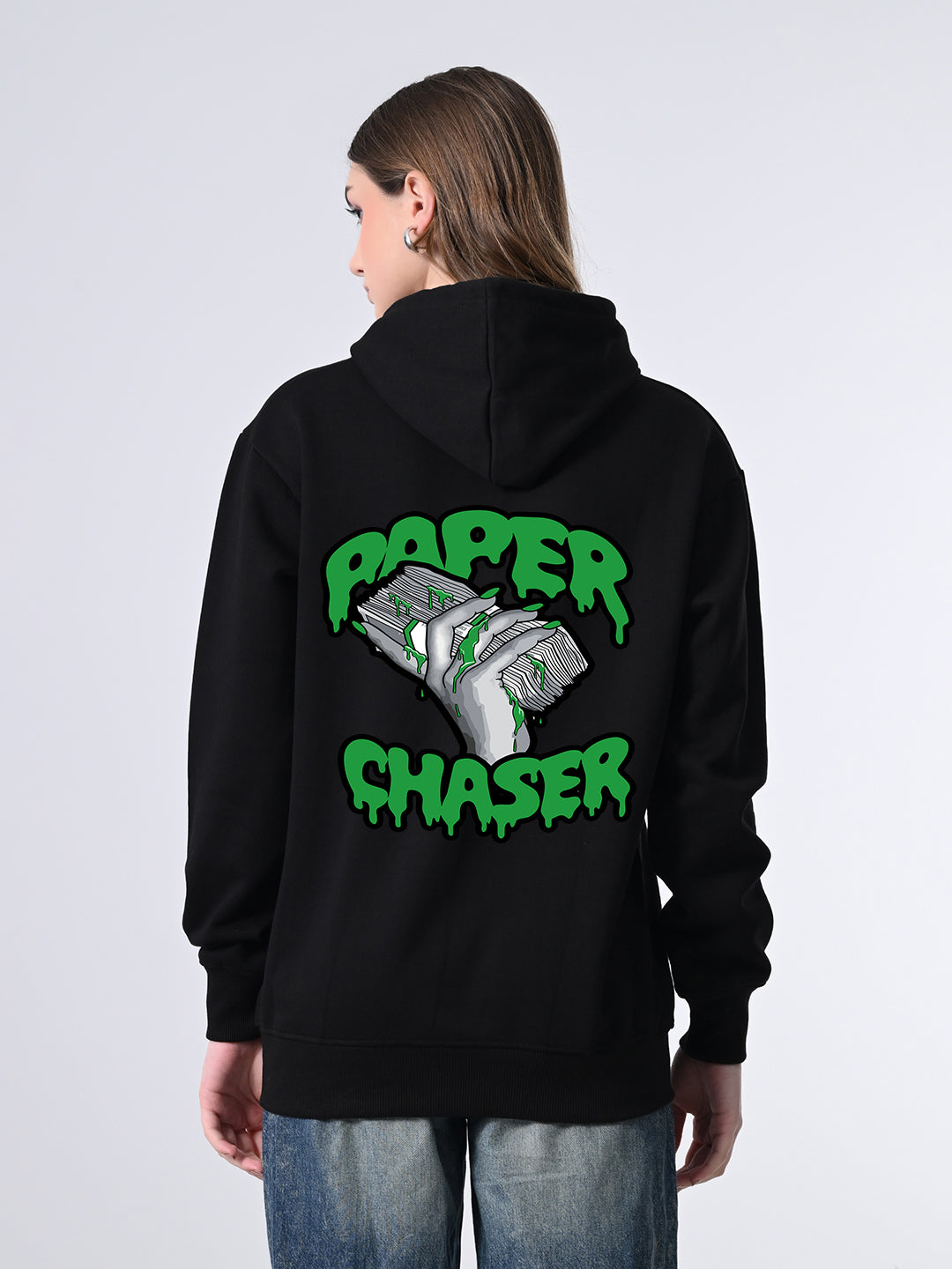 Women’s Classic Black Hoodie Sweater, Relaxed Fit Pullover with Print, Winter Jacket for Girls Ribbed Hem