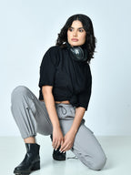 Loose Fit High-Waist Pleated Cargo Pants for Women – Poplin Lycra Fabric