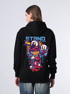 Women’s Classic Black Hoodie – Relaxed Fit Printed Pullover with Lined Hood, Ribbed Hem & Full Sleeves for Winter Wear