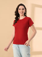 Stylish Up & Down Women’s High-Low Hem T-Shirt – Premium Cotton Lycra, Seamless Sleeves, Round Neck Casual & Active Wear Girls T-Shits