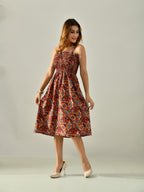OWL MINK Women’s Flared Calf-Length Dress | Sleeveless Rayon Crepe