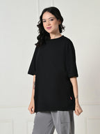Oversized Drop Shoulder Women’s T-Shirt – Pure Cotton, Round Neck, Relaxed Fit