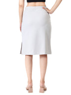 Women's Grey High-Waist Bodycon Pencil Skirt | Knee-Length Slit