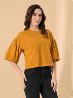 Trendy Oversized Crop T-Shirt for Women – Balloon Sleeves