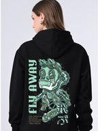 Women’s Classic Black Hoodie Sweater, Relaxed Fit Pullover with Print, Winter Jacket for Girls Ribbed Hem, Lined Hood, Casual Winter Wear, Full Sleeves Stylish Hooded Neck, Hoodie for Winter