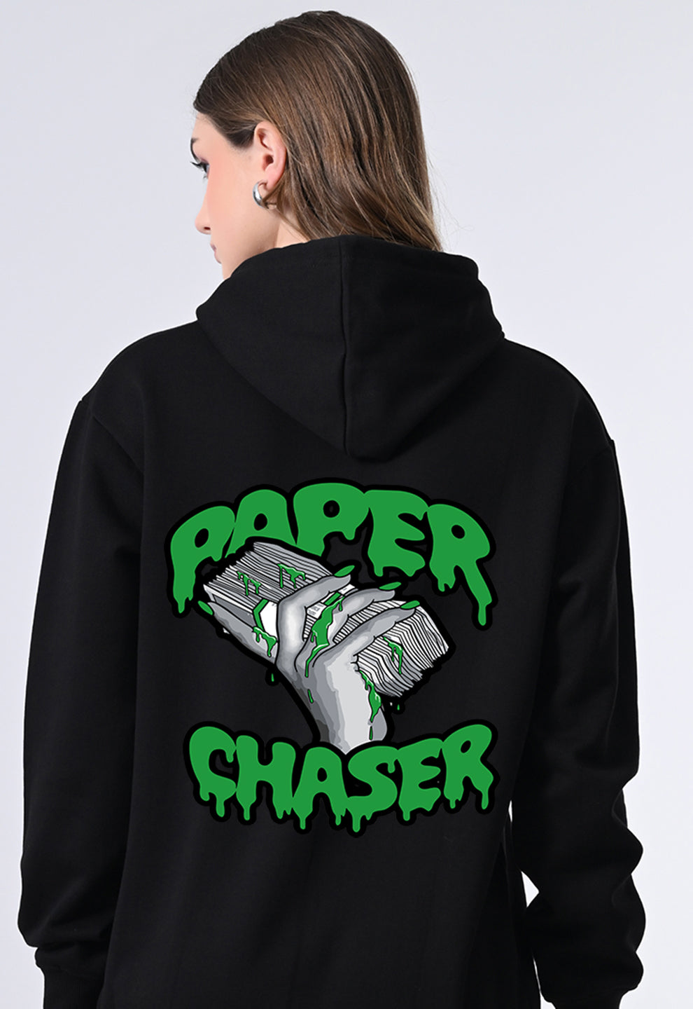 Women’s Classic Black Hoodie Sweater, Relaxed Fit Pullover with Print, Winter Jacket for Girls Ribbed Hem