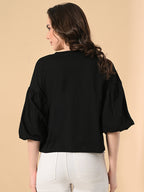 Oversized Cotton Crop T-Shirt for Women – Balloon Sleeves