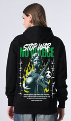 Women’s Black Printed Fleece Hoodie with Kangaroo Pocket