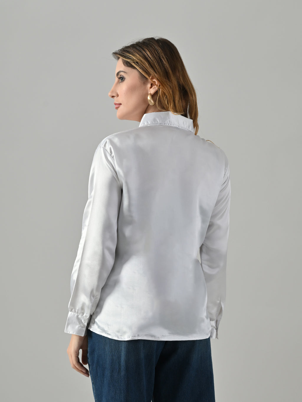 Women’s Satin Formal Shirt – Full Sleeve