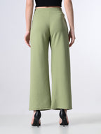 Solid High-Waist Stretchable Trousers for Women