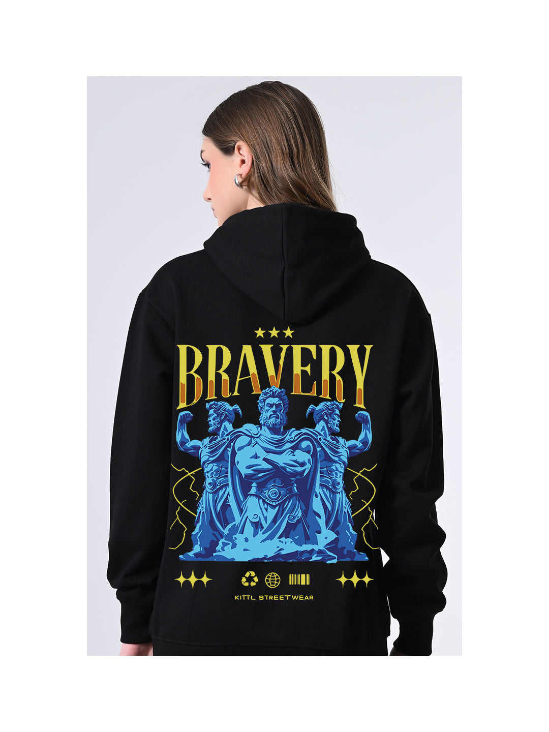 Women’s Classic Black Hoodie Sweater, Relaxed Fit Pullover with Print, Winter Jacket for Girls Ribbed Hem, Lined Hood, Casual Winter Wears