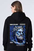 Women’s Classic Black Hoodie Sweater, Relaxed Fit Pullover with Print