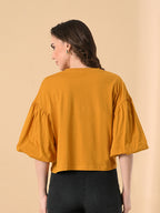 Trendy Oversized Crop T-Shirt for Women – Balloon Sleeves