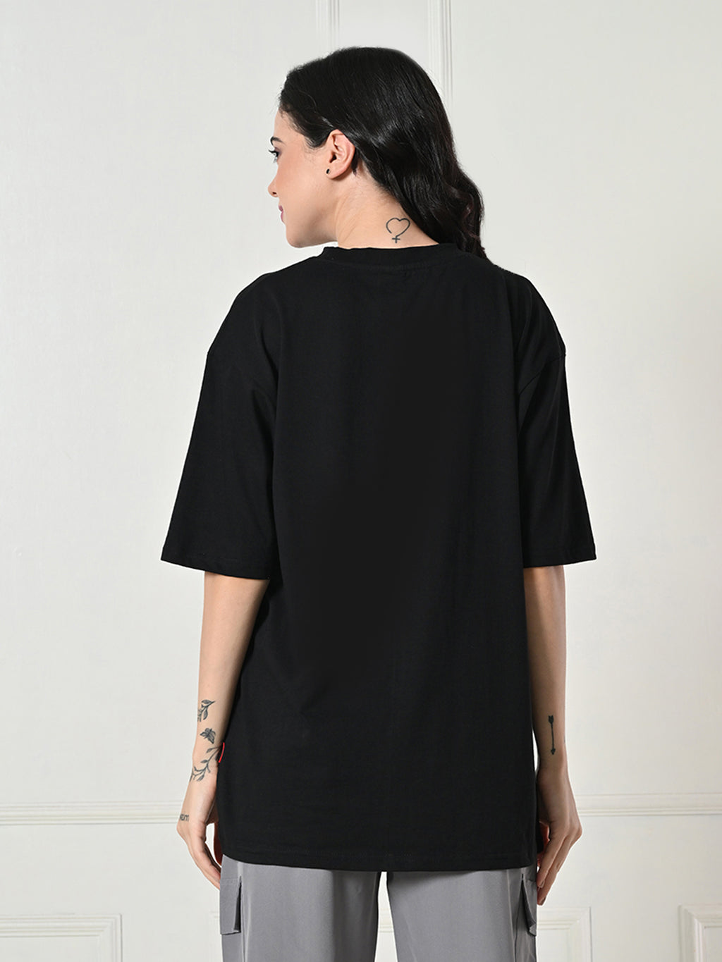 Oversized Drop Shoulder Women’s T-Shirt – Pure Cotton, Round Neck, Relaxed Fit