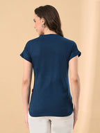 High-Low Hem Women’s T-Shirt with Crystal Print – Casual & Comfy