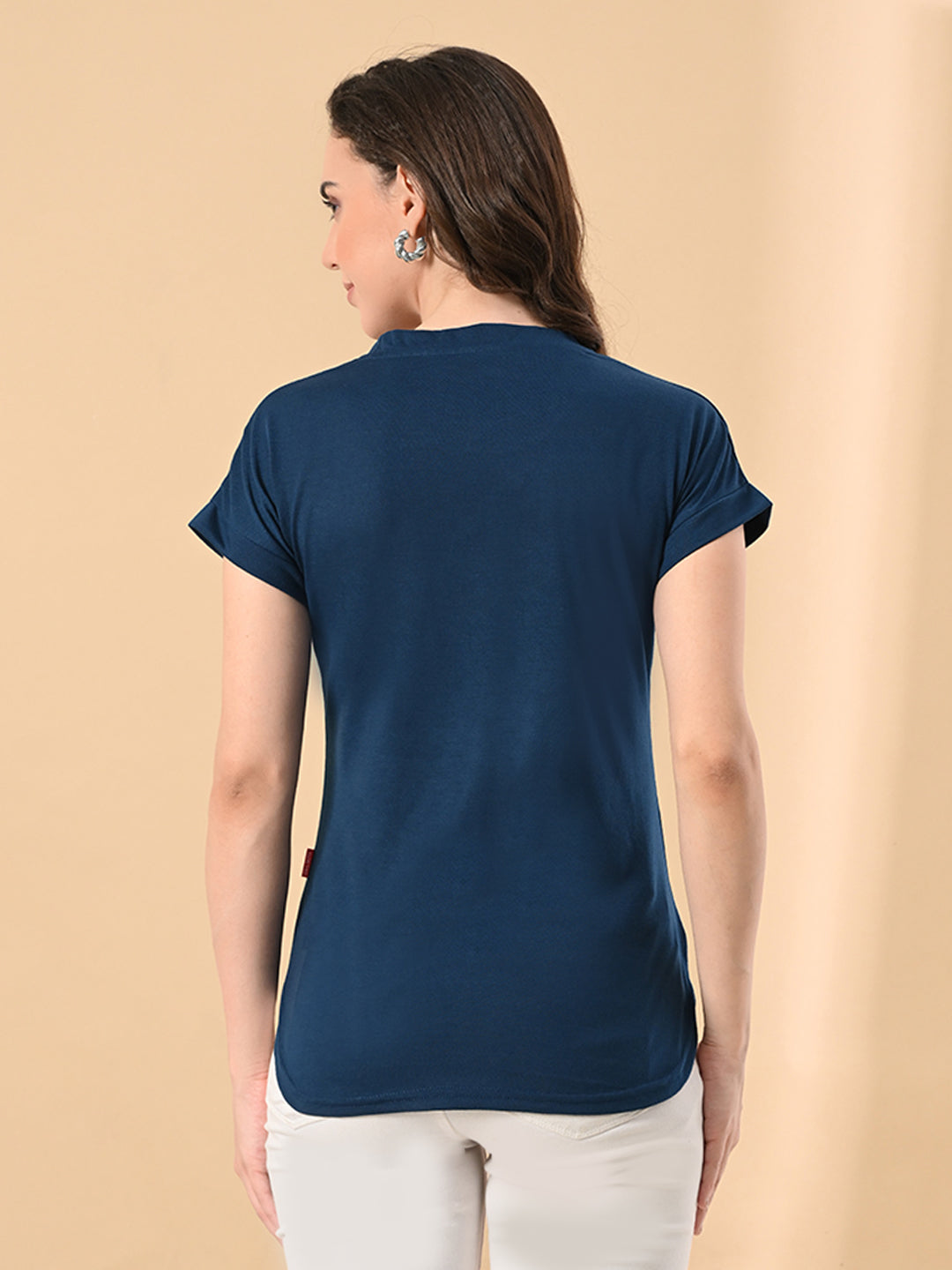 High-Low Hem Women’s T-Shirt with Crystal Print – Casual & Comfy