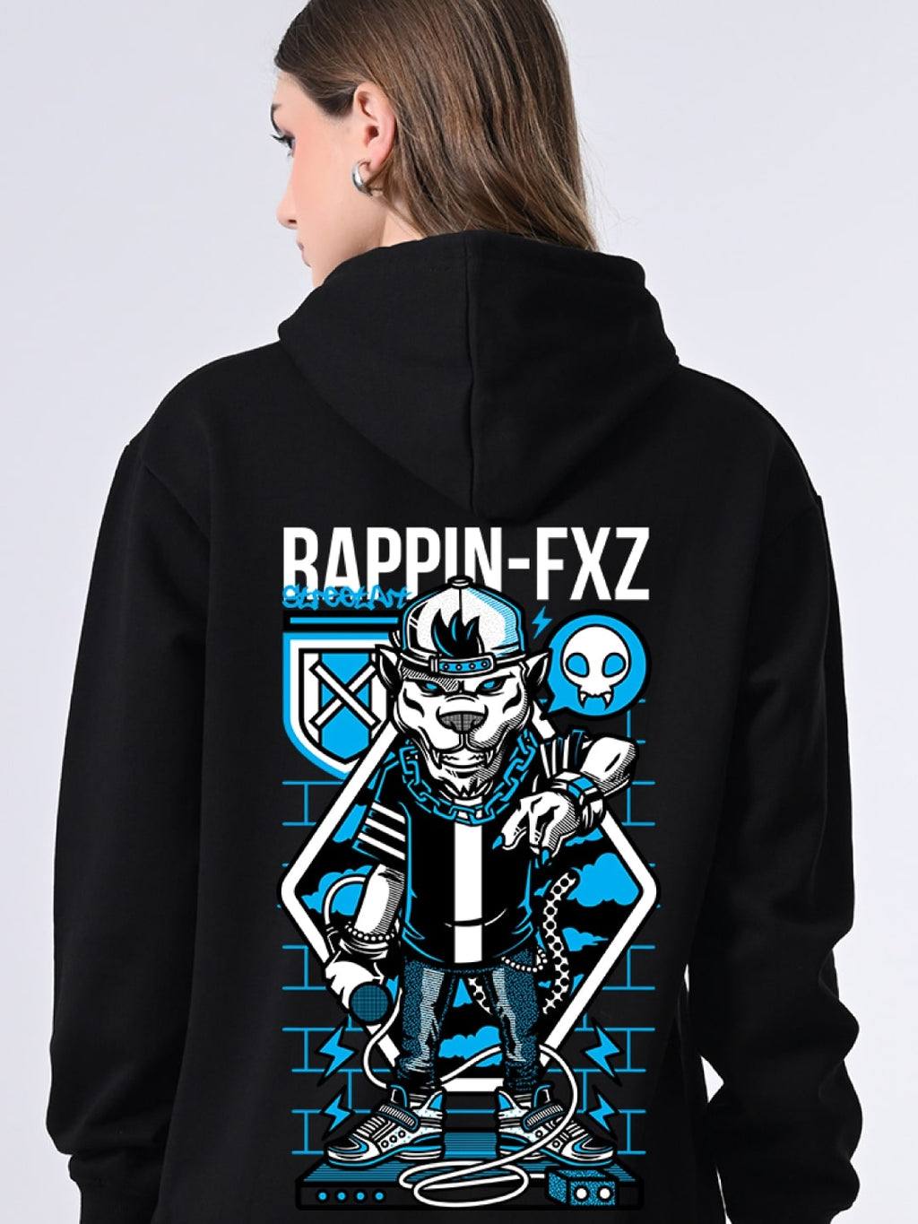 Women’s Black Women’s Black Winter Hoodie – Printed Pullover with Relaxed Fit, Lined Hood, Ribbed Hem & Full Sleeves Hoodie – Printed Pullover with Relaxed Fit, Lined Hood, Ribbed Hem & Full Sleeves