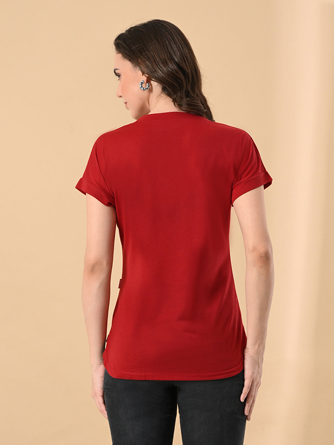 Women’s High-Low T-Shirt with Crystal Cat Print