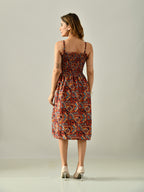 OWL MINK Women’s Flared Calf-Length Dress | Sleeveless Rayon Crepe