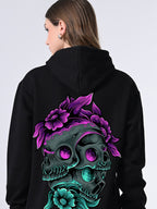 Women’s Classic Black Printed Hoodie – Relaxed Fit Pullover with Lined Hood