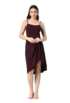 Women Asymmetric Dress (in, Alpha, XS, Regular, Maroon)