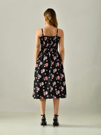 OWL MINK Women’s Flared Calf-Length Dress | Sleeveless Rayon Crepe