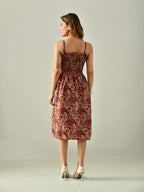 OWL MINK Women’s Flared Calf-Length Dress | Sleeveless Rayon Crepe