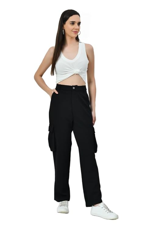 High Rise Women’s Cargo Jeans – Comfortable Baggy Fit for Camping & Outings