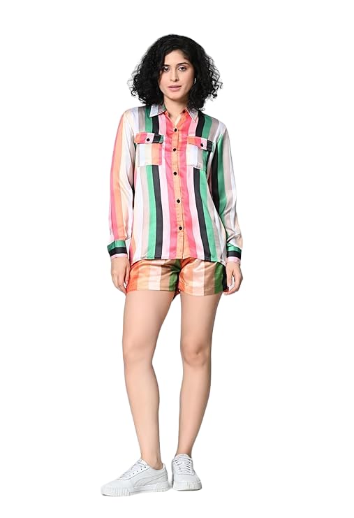 OWL MINK Women’s Polka Dot Co-ord Set | Rayon Half Sleeve Shirt & Shorts