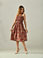 OWL MINK Women’s Flared Calf-Length Dress | Sleeveless Rayon Crepe