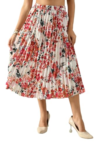 Women’s Printed Calf-Length Skirt | Rayon Crepe Pleated