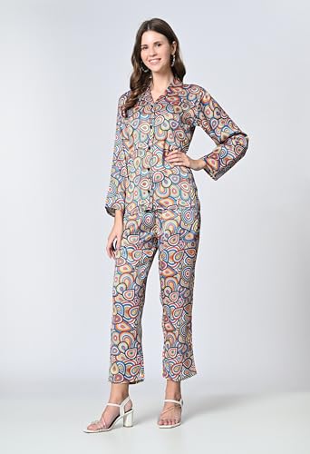 OWL MINK Women’s Rayon Co-Ord Set | 2-Piece Top & Bottom