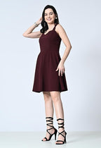 Women’s Sweetheart Neck Sleeveless Fit & Flare Dress Red Wine