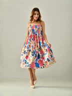 OWL MINK Women’s Flared Calf-Length Dress | Sleeveless Rayon Crepe