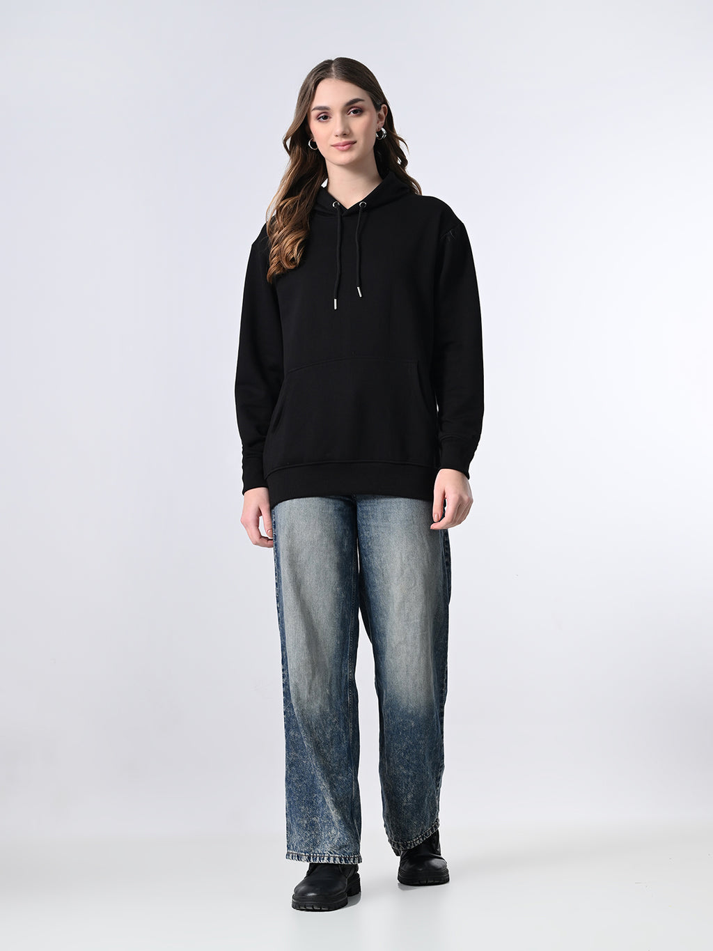 OWL MINK Relaxed Fit Black Women's Hoodie (in, Alpha, M, Regular, Black)