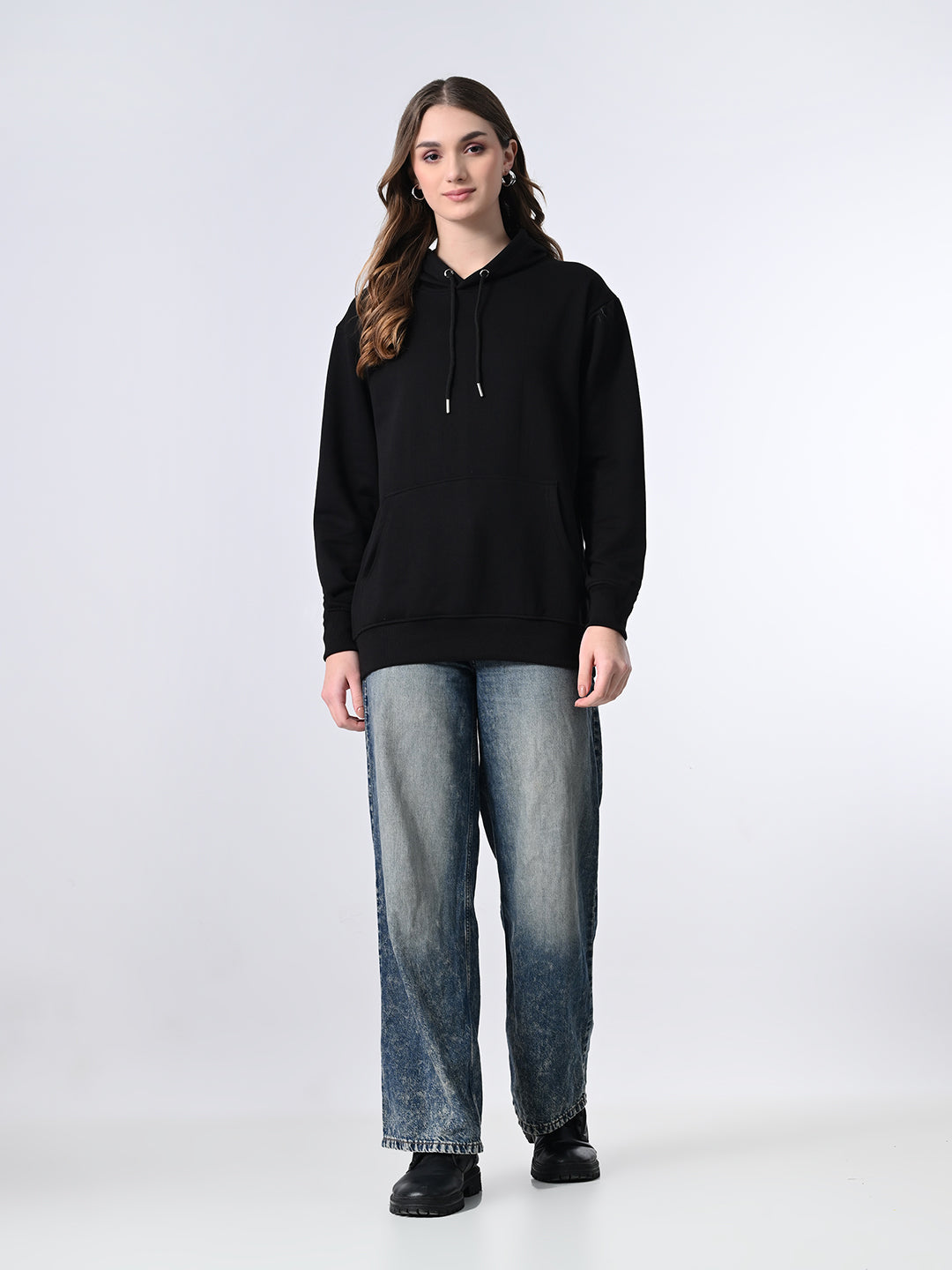 OWL MINK Relaxed Fit Black Women's Hoodie (in, Alpha, M, Regular, Black)
